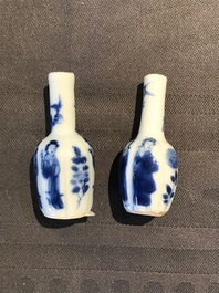 Zes paar Chinese blauw-witte miniatuur vaasjes, Kangxi