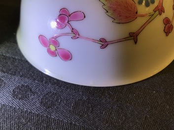 A fine Chinese famille rose cup and saucer with floral design, Yongzheng