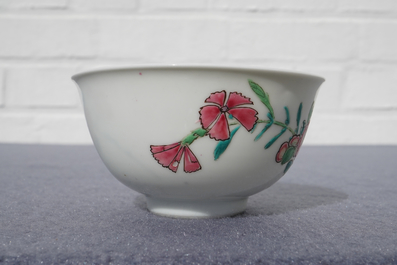 A fine Chinese famille rose cup and saucer with floral design, Yongzheng