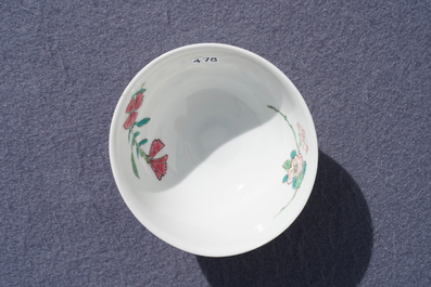A fine Chinese famille rose cup and saucer with floral design, Yongzheng