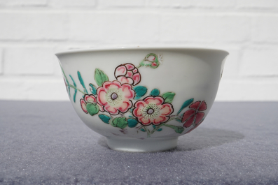 A fine Chinese famille rose cup and saucer with floral design, Yongzheng