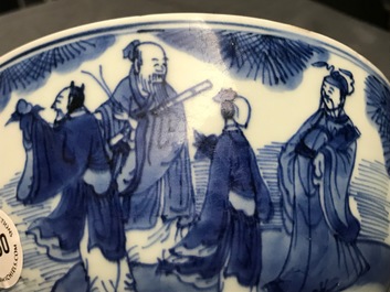 A Chinese blue and white 'Immortals' bowl, Kangxi