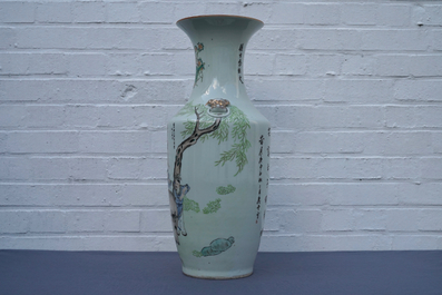 A Chinese qianjiang cai vase with figures near an ox, Ma Qingyun, 19/20th C.