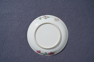 A fine Chinese famille rose cup and saucer with floral design, Yongzheng