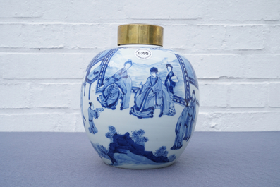 Un pot &agrave; gingembre en porcelaine de Chine bleu et blanc, marque de Jiajing, Kangxi