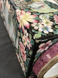 A Chinese famille rose millefleurs 'cong' vase, Qianlong mark, Republic, 20th C.