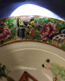 Een 16-delig Chinees Canton famille rose servies, 19e eeuw