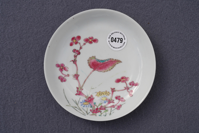 A fine Chinese famille rose cup and saucer with floral design, Yongzheng