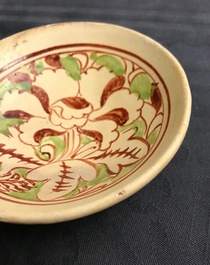 Two Chinese polychrome Cizhou bowls with floral designs, Jin/Yuan