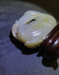 Drie Chinese jade snijwerken, 19/20e eeuw