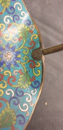 A Chinese cloisonn&eacute; rouleau vase and four jardini&egrave;res, 19/20th C.