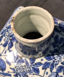 A pair of square Chinese blue and white 'immortals' tea caddies, Wanli