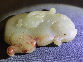 Drie Chinese jade snijwerken, 19/20e eeuw