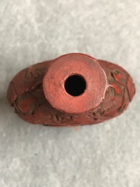 Four Chinese cinnabar lacquer snuff bottles, 19/20th C.