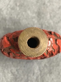 Four Chinese cinnabar lacquer snuff bottles, 19/20th C.