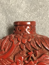 Four Chinese cinnabar lacquer snuff bottles, 19/20th C.