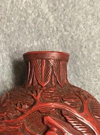 Four Chinese cinnabar lacquer snuff bottles, 19/20th C.