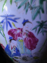 Un vase en porcelaine de Chine famille rose &agrave; d&eacute;cor des 'Sept sages dans la for&ecirc;t de bambou', Yongzheng