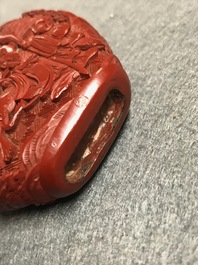 Four Chinese cinnabar lacquer snuff bottles, 19/20th C.