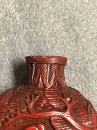Four Chinese cinnabar lacquer snuff bottles, 19/20th C.