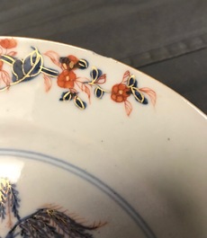 Sept pi&egrave;ces en porcelaine de Chine bleu et blanc, rouge de fer et de style Imari, Kangxi/Qianlong