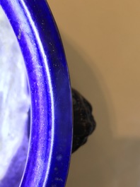 Een Chinese wierookbrander met turkoois en aubergine spatdecor, Kangxi