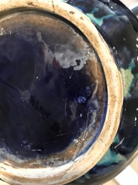 Een Chinese wierookbrander met turkoois en aubergine spatdecor, Kangxi