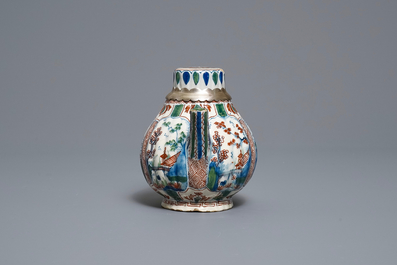 A ribbed Dutch Delft cashmere palette teapot, 17/18th C.