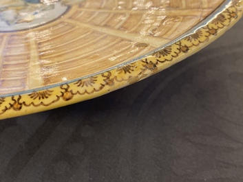 An Italian maiolica tazza with fine biblical scene, Castelli, Grue workshop, 18th C.