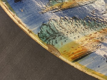 A large Italian maiolica dish depicting 'The penitence of Saint Jerome', Urbino or Venice, mid 16th C.