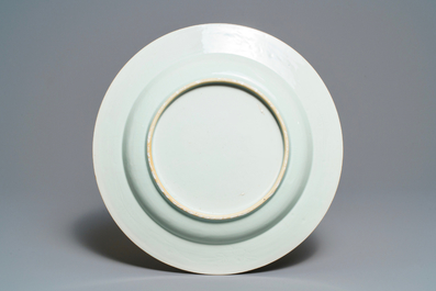 A Chinese blue and white dish with incised rim, Kangxi