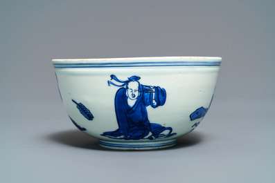 A rare Chinese blue and white double-walled warming bowl, 'zhuge', Jiajing