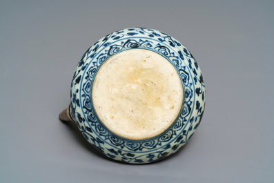 A Chinese blue and white silver-mounted kendi, Ming