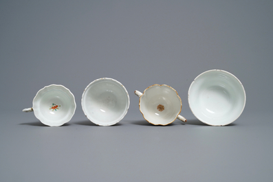 Eight Chinese famille rose cups and saucers, Yongzheng/Qianlong