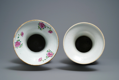 Two Chinese famille rose 'court scene' vases, 19th C.