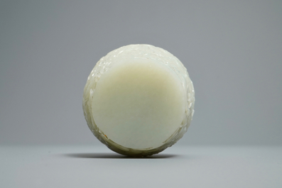 A Chinese celadon jade 'dragon' finial for a stupa, 19/20th C.