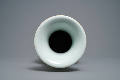 A Chinese famille rose two-sided design vase, 19/20th C.