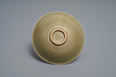 A Chinese yaozhou celadon bowl with floral design, Song