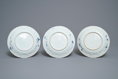 Five Chinese blue and white 'Romance of the Western Chamber' dishes, Kangxi
