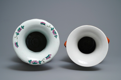 Two Chinese famille rose vases, 19th C.