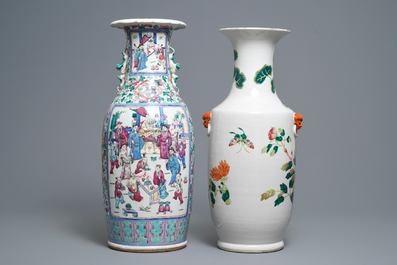 Two Chinese famille rose vases, 19th C.