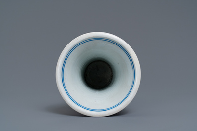 A Chinese blue and white vase with birds among flowers, Kangxi
