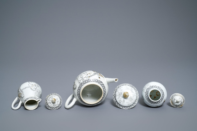 A Chinese grisaille 15-piece tea service with 'brothel' design, Yongzheng/Qianlong