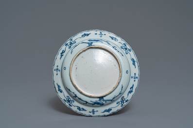 A fine Chinese blue and white 'deer' plate, Wanli