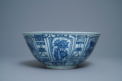 A large Chinese blue and white 'ducks' bowl, Wanli