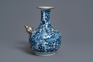 A Chinese silver-mounted blue and white Vietnamese market 'Bleu de Hue' kendi, 19th C.