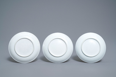 A Chinese grisaille 15-piece tea service with 'brothel' design, Yongzheng/Qianlong