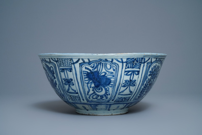 A large Chinese blue and white 'ducks' bowl, Wanli