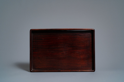Deux plateaux et un socle en bois sculpt&eacute;, Chine, 18/19&egrave;me