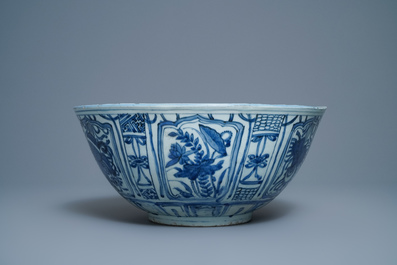 A large Chinese blue and white 'ducks' bowl, Wanli
